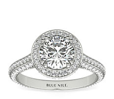 Heirloom Halo Micropavé Diamond Engagement Ring in Platinum (5/8 ct. tw.)